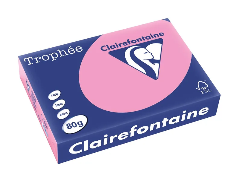 Trophée gekleurd papier, A4, 80 g, 500 vel, felroze by Clairefontaine – product photo
