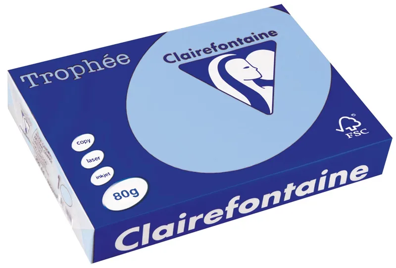Trophée gekleurd papier, A4, 80 g, 500 vel, helblauw by Clairefontaine – product photo