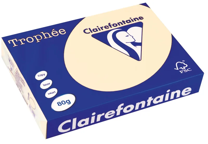 Trophée gekleurd papier, A4, 80 g, 500 vel, ivoor von Clairefontaine – Produktfoto