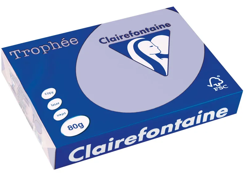 Trophée gekleurd papier, A4, 80 g, 500 vel, lavendel von Clairefontaine – Produktfoto