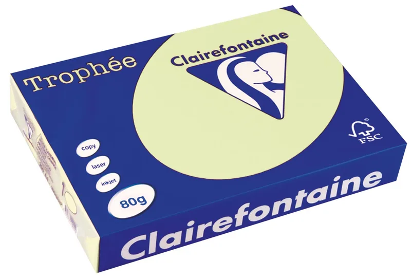 Trophée gekleurd papier, A4, 80 g, 500 vel, lichtgroen von Clairefontaine – Produktfoto