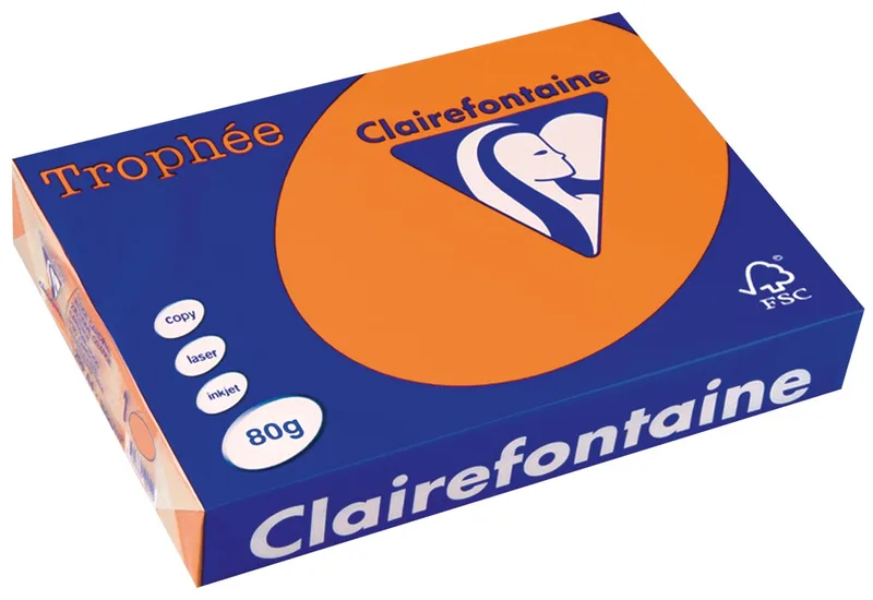 Trophée gekleurd papier, A4, 80 g, 500 vel, oranje van Clairefontaine – productfoto