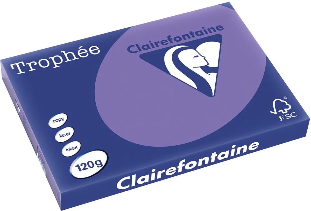 Trophée Intens, gekleurd papier, 120 g, 250 vel, violet 5 stuks von Clairefontaine in A3 – Produktfoto