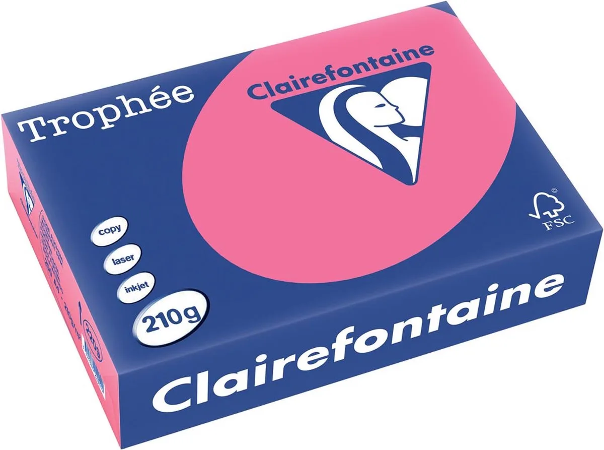 Trophée Intens, gekleurd papier, 210 g, 250 vel, fuchsia 4 stuks fra Clairefontaine i A4 – produktbillede