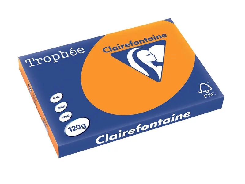 Trophée Intens, gekleurd papier, A3, 120 g, 250 vel, feloranje by Clairefontaine – product photo