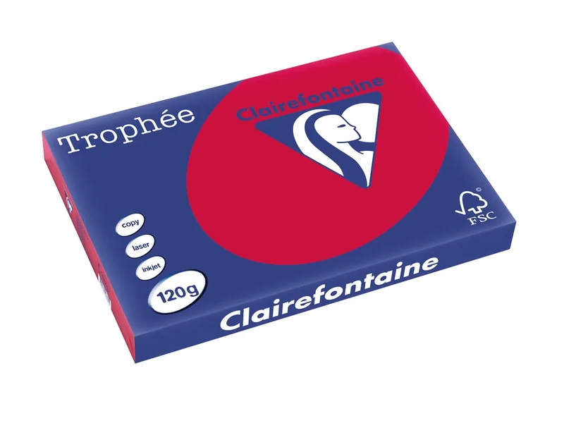 Trophée Intens, gekleurd papier, A3, 120 g, 250 vel, kersenrood van Clairefontaine – productfoto