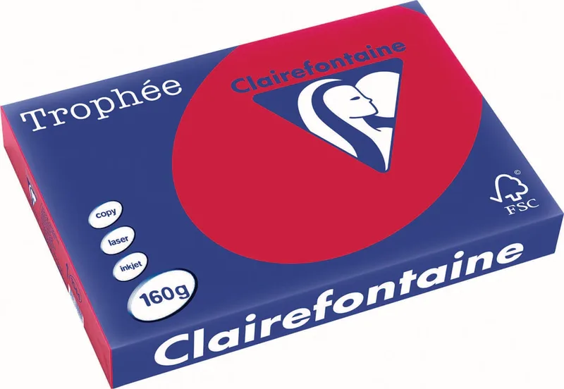 Trophée Intens, gekleurd papier, A3, 160 g, 250 vel, kersenrood fra Clairefontaine – produktbillede