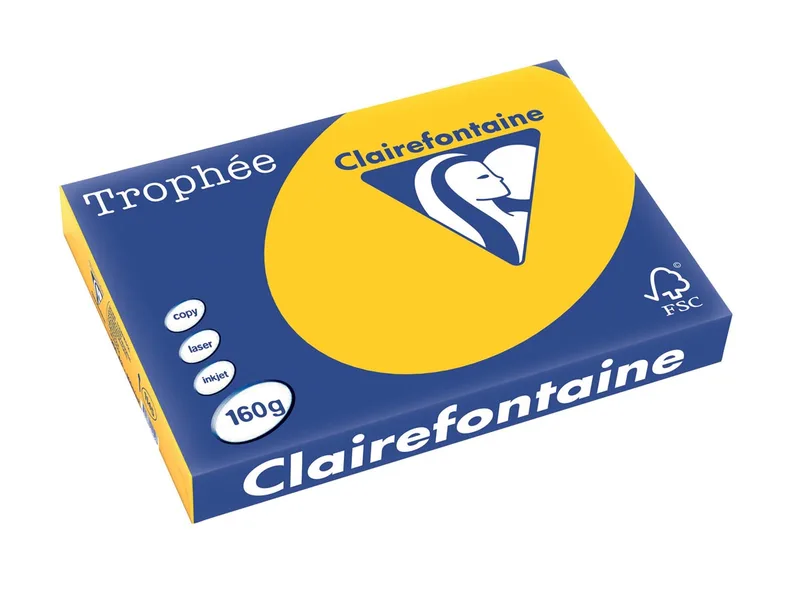 Trophée Intens, gekleurd papier, A3, 160 g, 250 vel, zonnebloemgeel von Clairefontaine – Produktfoto