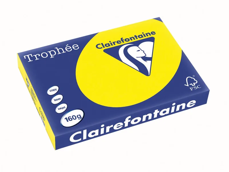 Trophée Intens, gekleurd papier, A3, 160 g, 250 vel, zonnegeel von Clairefontaine – Produktfoto