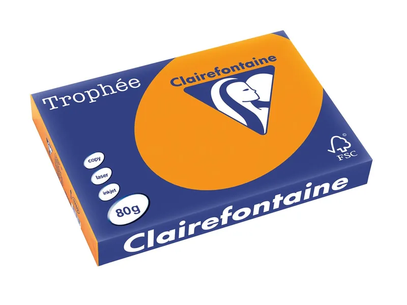 Trophée Intens, gekleurd papier, A3, 80 g, 500 vel, feloranje van Clairefontaine – productfoto