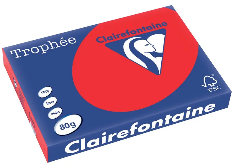 Trophée Intens, gekleurd papier, A3, 80 g, 500 vel, koraalrood von Clairefontaine – Produktfoto