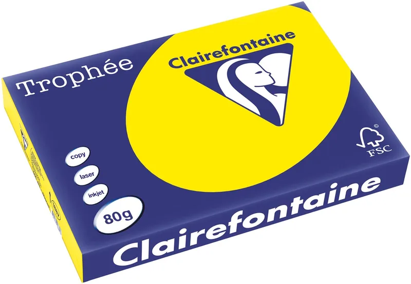 Trophée Intens, gekleurd papier, A3, 80 g, 500 vel, zonnegeel van Clairefontaine – productfoto