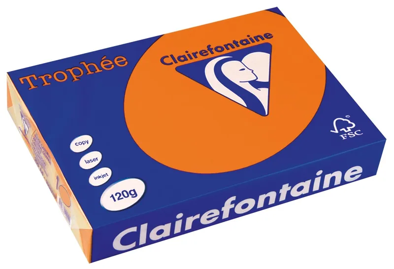 Trophée Intens, gekleurd papier, A4, 120 g, 250 vel, feloranje by Clairefontaine – product photo