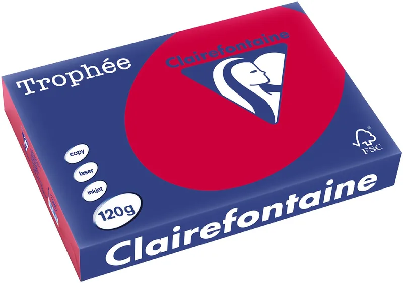 Trophée Intens, gekleurd papier, A4, 120 g, 250 vel, kersenrood by Clairefontaine – product photo