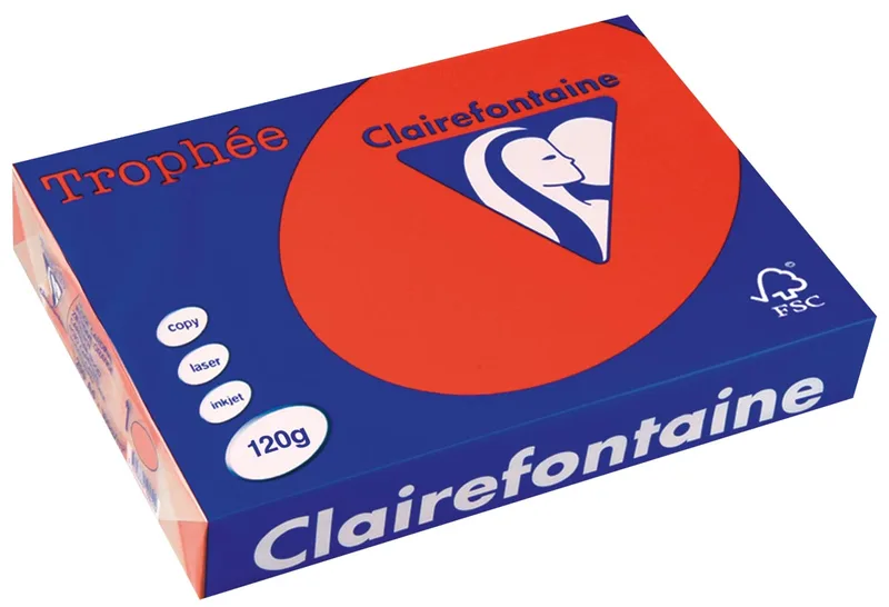 Trophée Intens, gekleurd papier, A4, 120 g, 250 vel, koraalrood von Clairefontaine – Produktfoto
