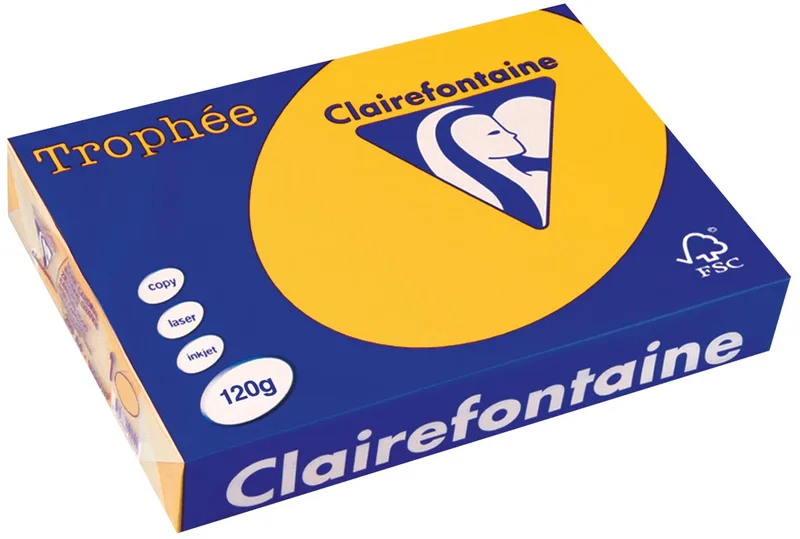 Trophée Intens, gekleurd papier, A4, 120 g, 250 vel, zonnebloemgeel van Clairefontaine – productfoto