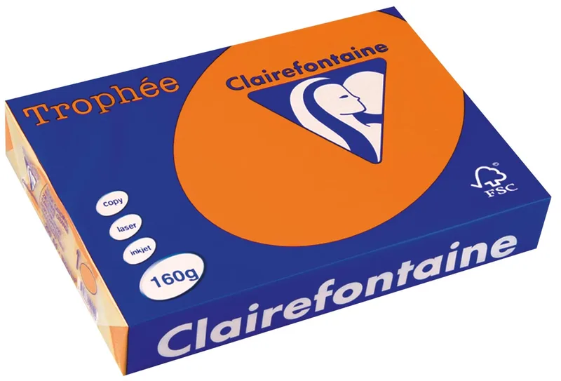 Trophée Intens, gekleurd papier, A4, 160 g, 250 vel, feloranje van Clairefontaine – productfoto
