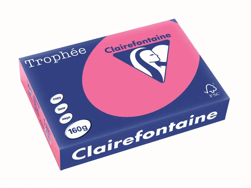 Trophée Intens, gekleurd papier, A4, 160 g, 250 vel, fuchsia van Clairefontaine – productfoto