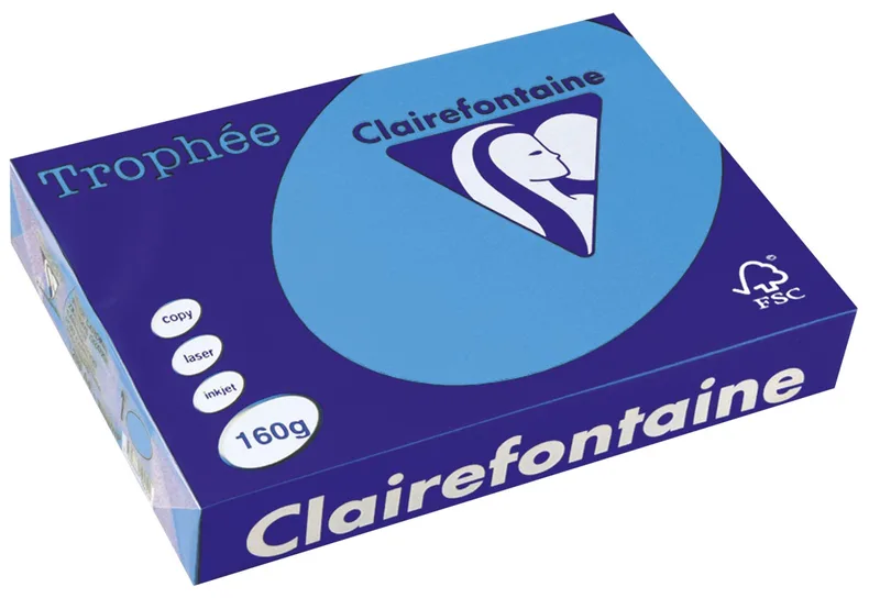 Trophée Intens, gekleurd papier, A4, 160 g, 250 vel, koningsblauw van Clairefontaine – productfoto
