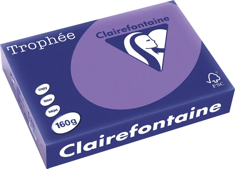 Trophée Intens, gekleurd papier, A4, 160 g, 250 vel, violet de Clairefontaine – photo produit