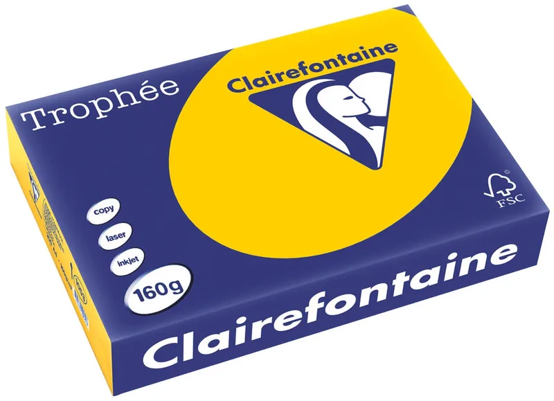 Trophée Intens, gekleurd papier, A4, 160 g, 250 vel, zonnebloemgeel von Clairefontaine – Produktfoto