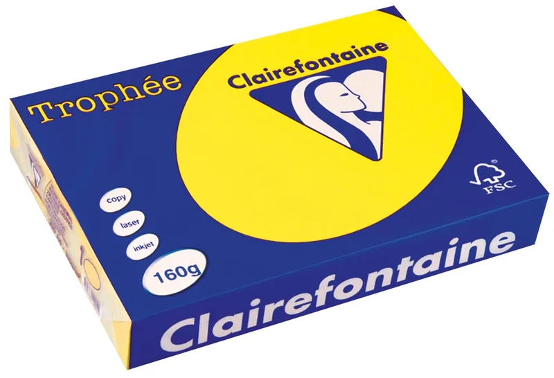 Trophée Intens, gekleurd papier, A4, 160 g, 250 vel, zonnegeel van Clairefontaine – productfoto