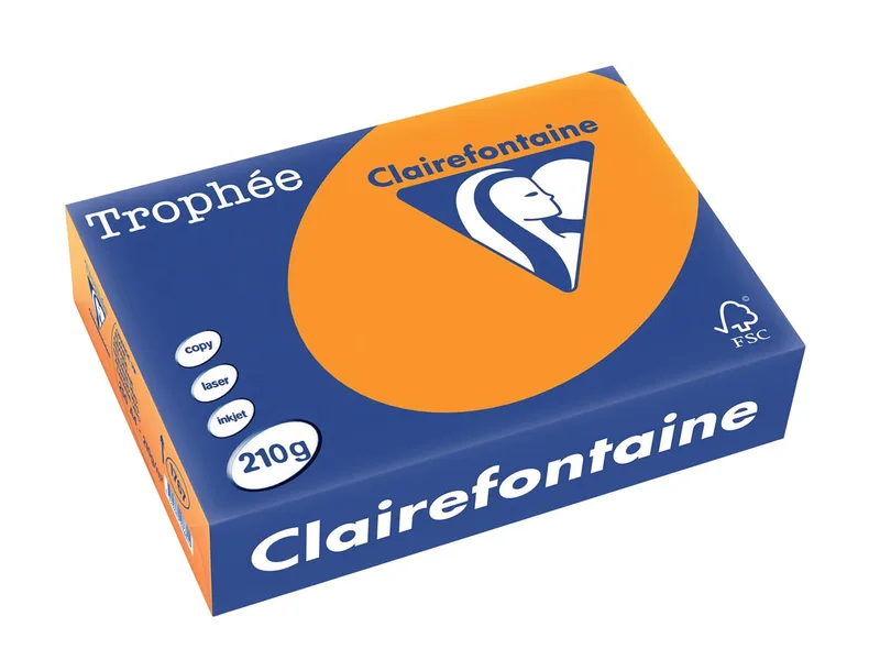 Trophée Intens, gekleurd papier, A4, 210 g, 250 vel, feloranje von Clairefontaine – Produktfoto