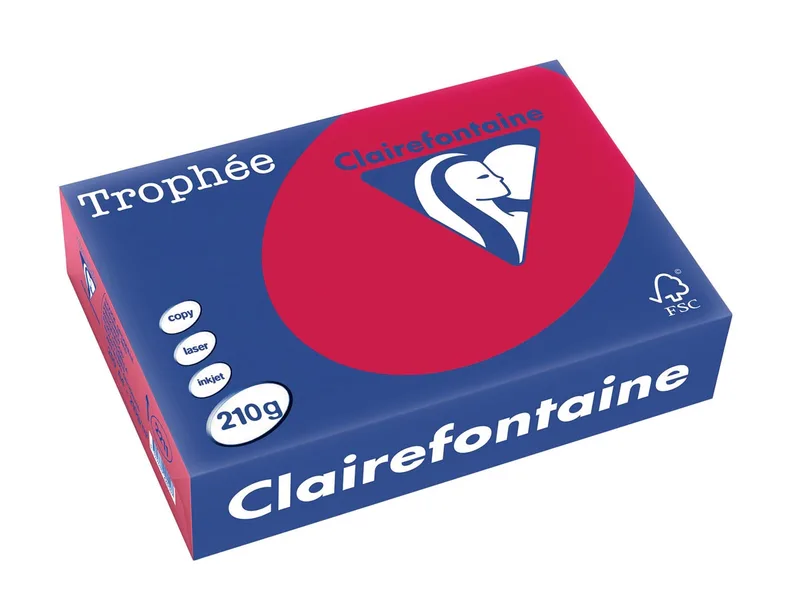 Trophée Intens, gekleurd papier, A4, 210 g, 250 vel, kersenrood van Clairefontaine – productfoto