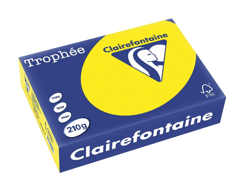 Trophée Intens, gekleurd papier, A4, 210 g, 250 vel, zonnegeel van Clairefontaine – productfoto