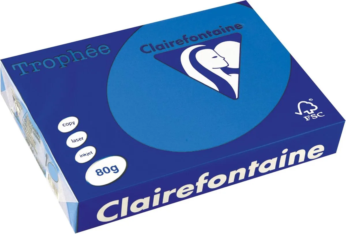 Trophée Intens, gekleurd papier, A4, 80 g, 500 vel, 5 stuks van Clairefontaine in Turquoise – productfoto