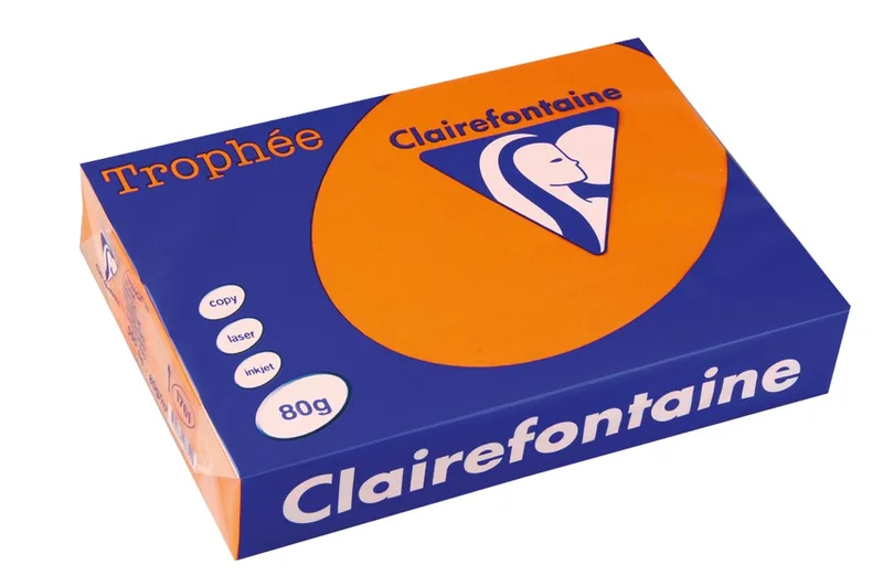 Trophée Intens, gekleurd papier, A4, 80 g, 500 vel, feloranje by Clairefontaine – product photo