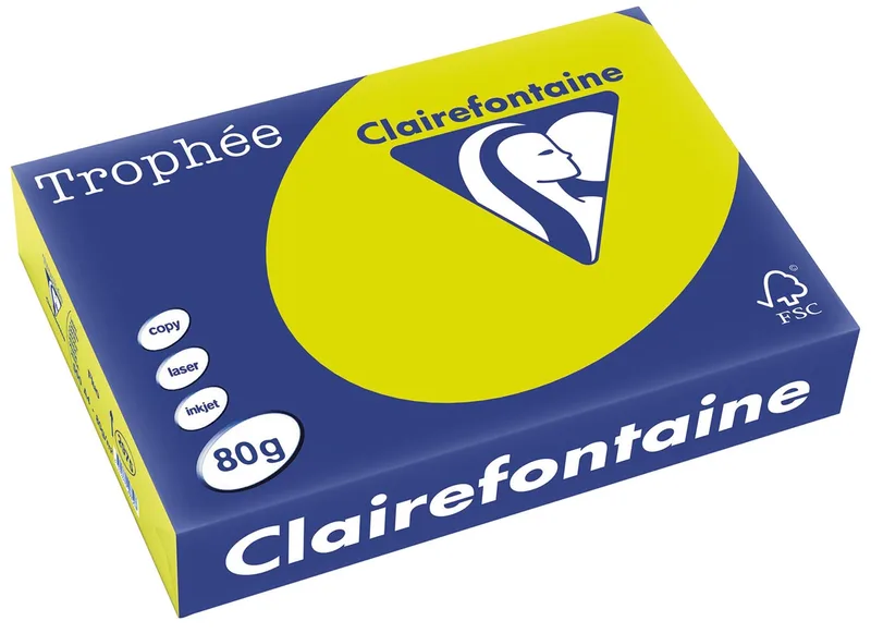 Trophée Intens, gekleurd papier, A4, 80 g, 500 vel, fluo groen von Clairefontaine – Produktfoto