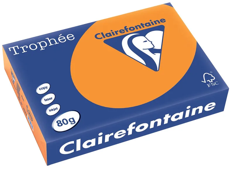 Trophée Intens, gekleurd papier, A4, 80 g, 500 vel, fluo oranje von Clairefontaine – Produktfoto
