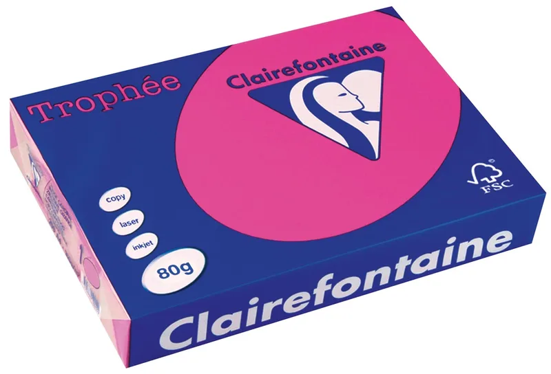 Trophée Intens, gekleurd papier, A4, 80 g, 500 vel, fluo roze von Clairefontaine – Produktfoto