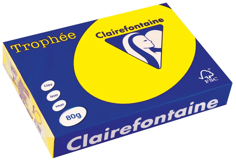 Trophée Intens, gekleurd papier, A4, 80 g, 500 vel, fluogeel by Clairefontaine – product photo