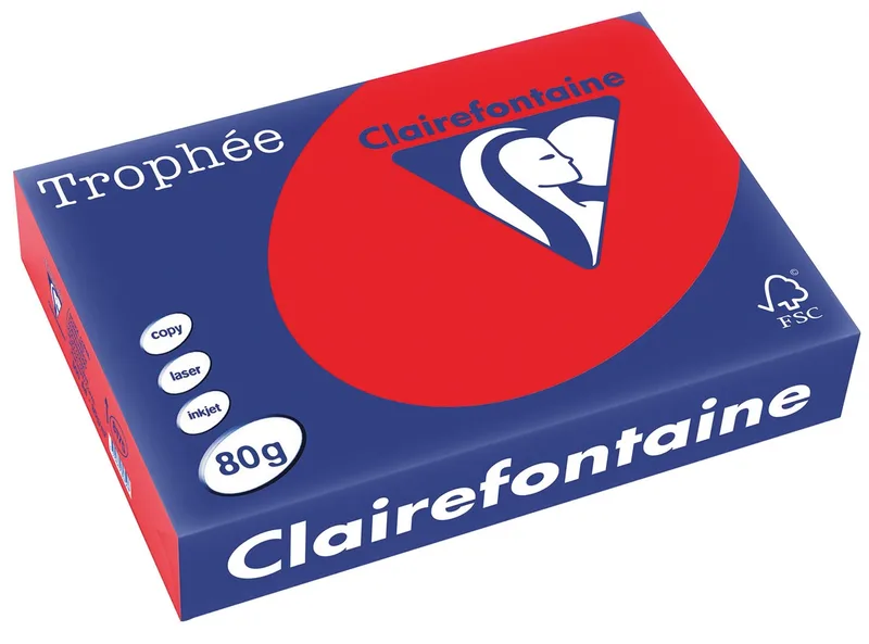 Trophée Intens, gekleurd papier, A4, 80 g, 500 vel, koraal rood von Clairefontaine – Produktfoto