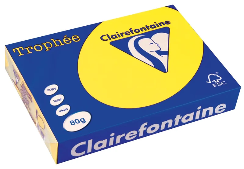 Trophée Intens, gekleurd papier, A4, 80 g, 500 vel, zonnegeel van Clairefontaine – productfoto