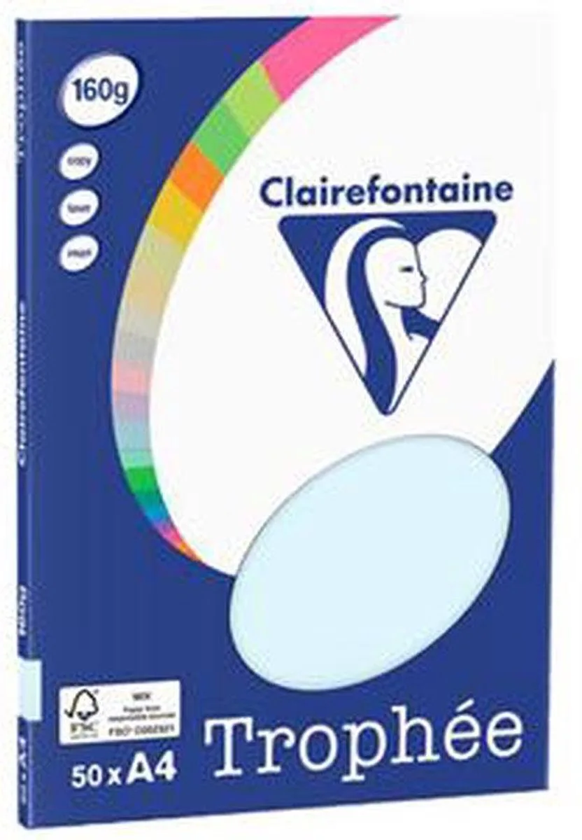 Trophée - Kopieerpapier- A4 160 gram - 50 vellen de Clairefontaine en Bleu – photo produit