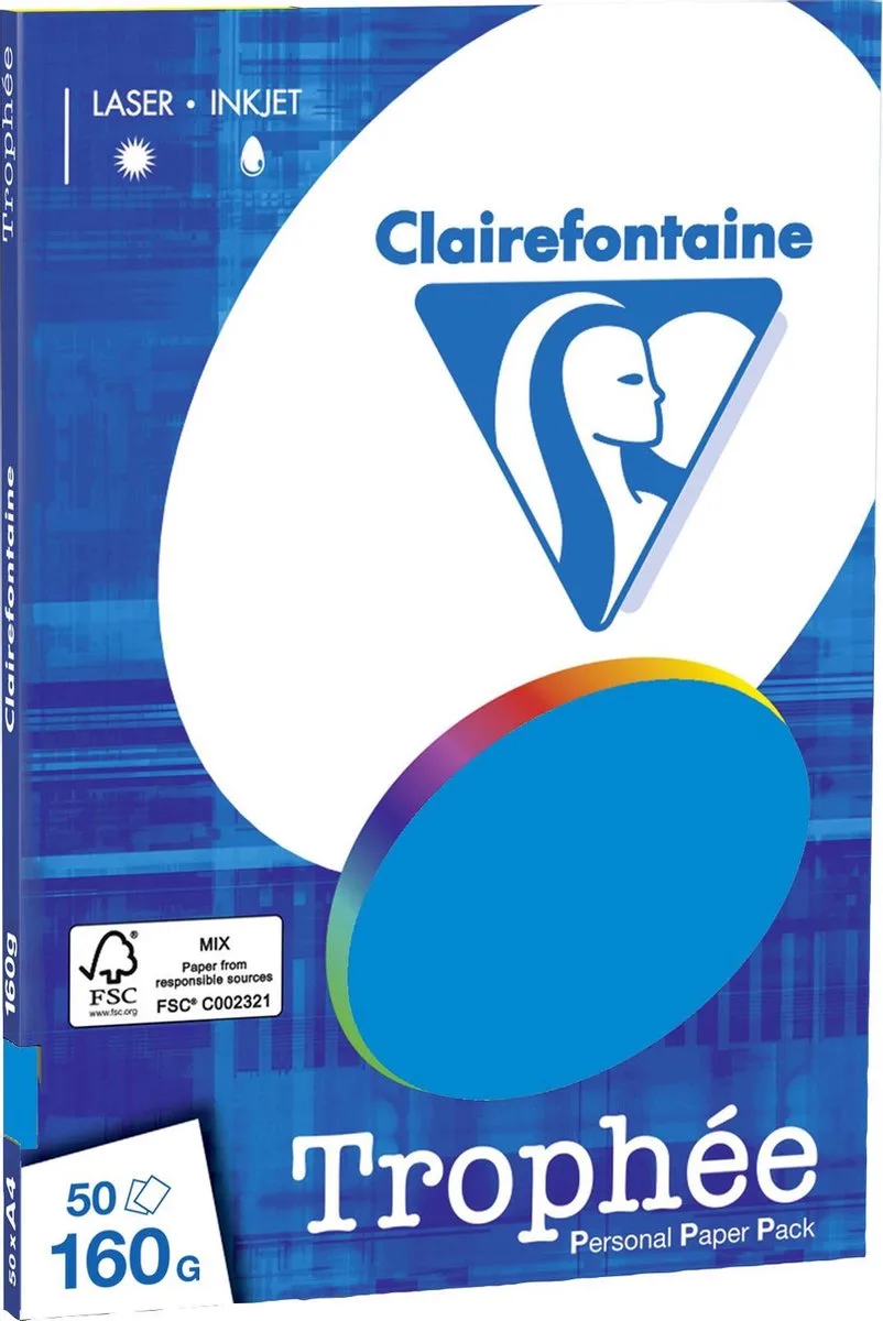 Trophée - Kopieerpapier- A4 160 gram - 50 vellen från Clairefontaine i Blauw Turquoise – produktbild