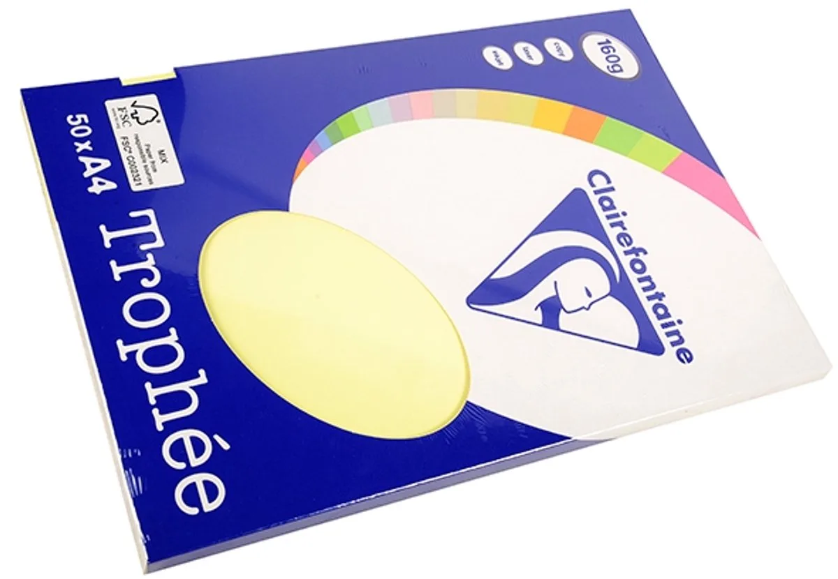 Trophée - Kopieerpapier- A4 160 gram - 50 vellen de Clairefontaine en Jaune – photo produit