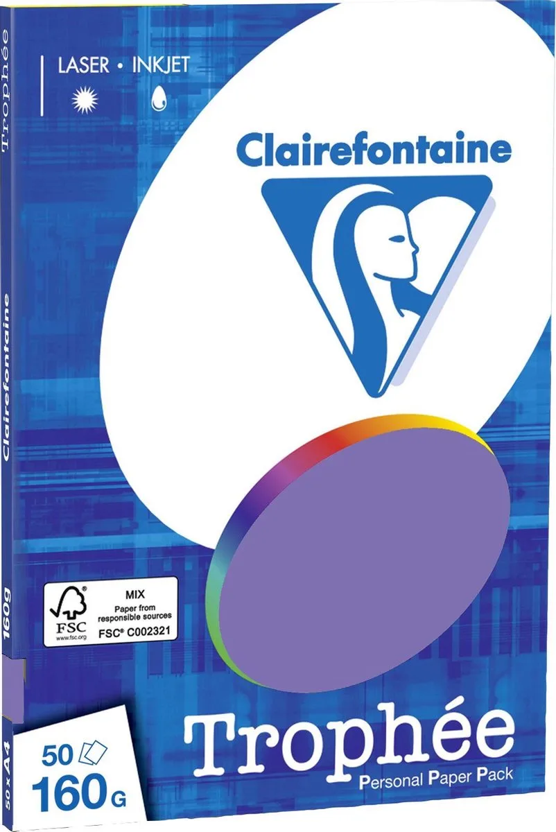 Trophée - Kopieerpapier- A4 160 gram - 50 vellen van Clairefontaine in Paars – productfoto
