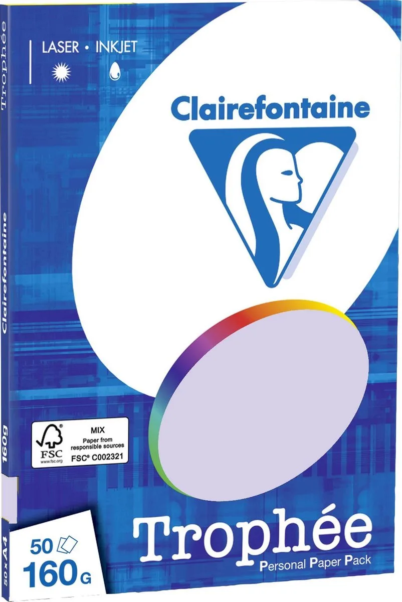 Trophée - Kopieerpapier- A4 160 gram - 50 vellen från Clairefontaine i Lila – produktbild