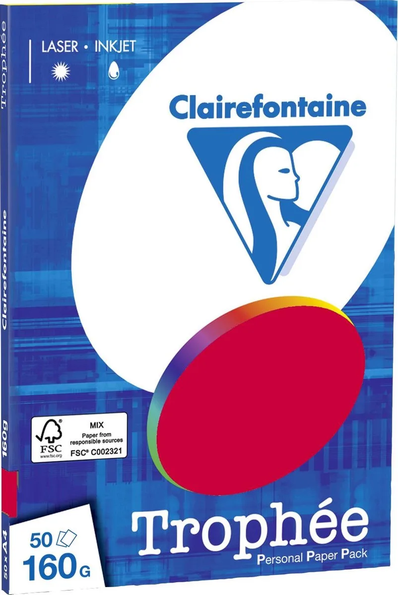 Trophée - Kopieerpapier- A4 160 gram - 50 vellen van Clairefontaine in Rood – productfoto