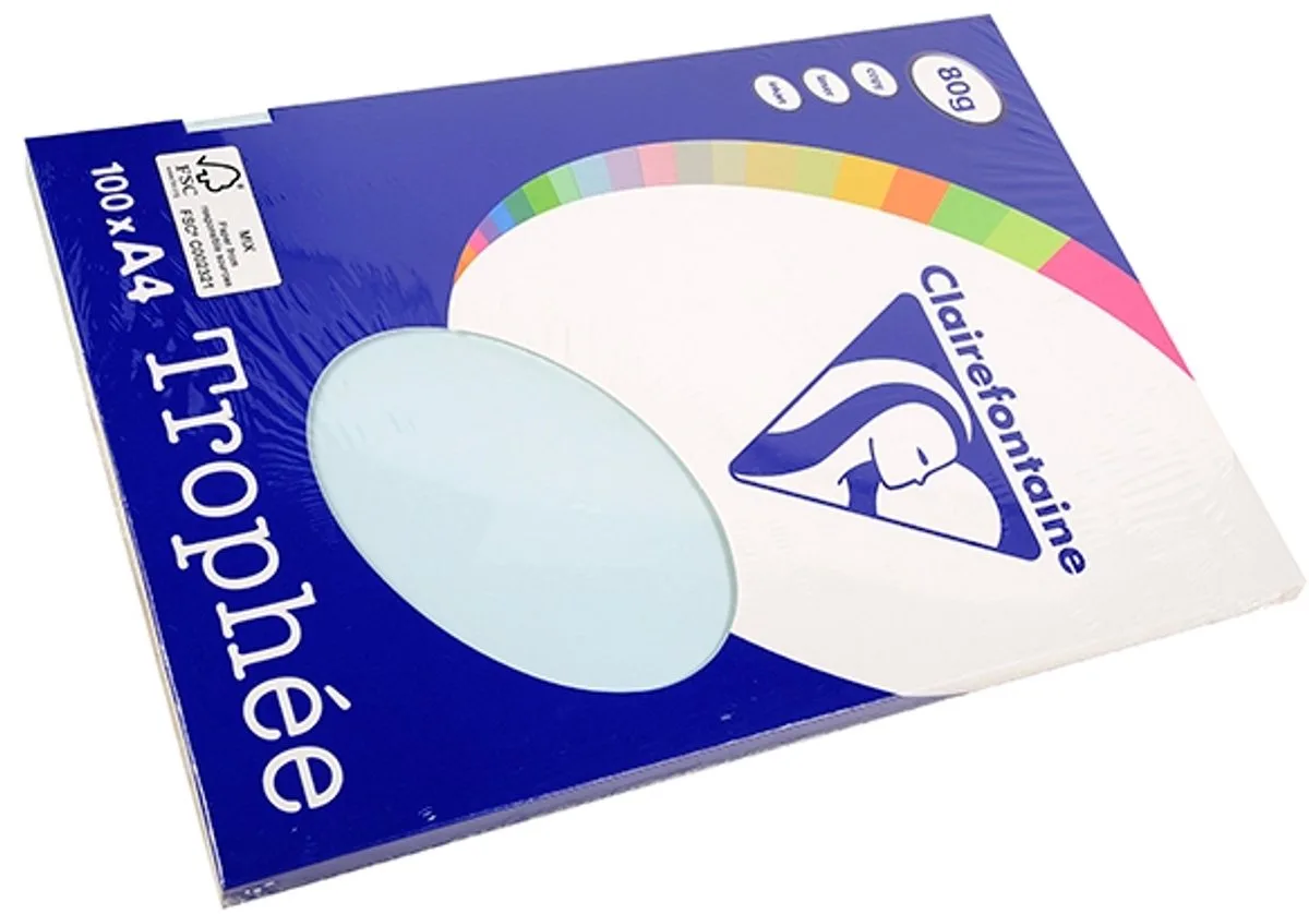 Trophée - kopieerpapier- A4 80 gram - 100 vellen van Clairefontaine in Blauw – productfoto