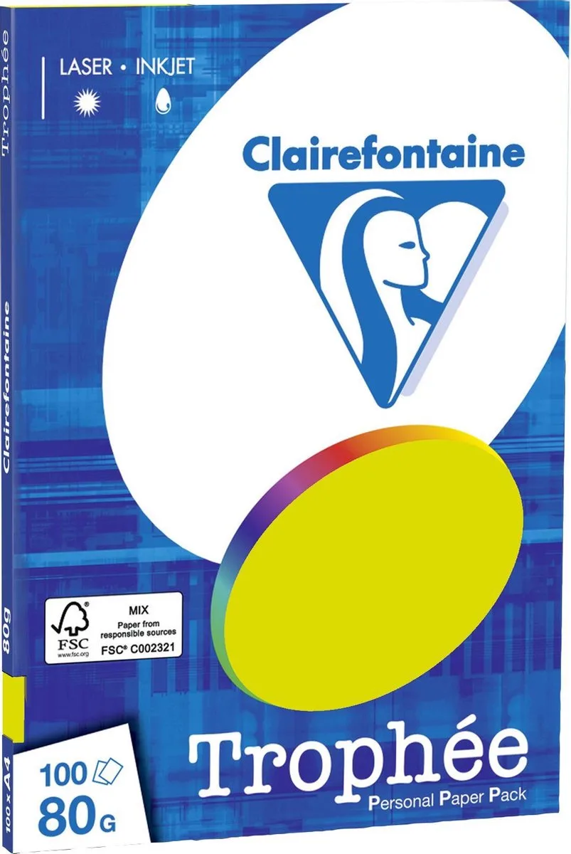Trophée - kopieerpapier- A4 80 gram - 100 vellen de Clairefontaine en Fluor Groen – photo produit