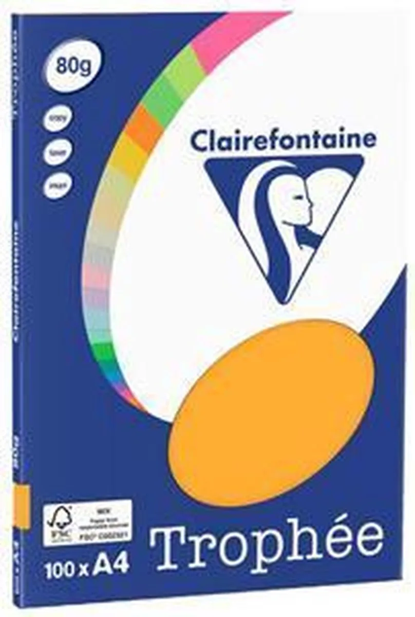 Trophée - kopieerpapier- A4 80 gram - 100 vellen van Clairefontaine in Oranje – productfoto