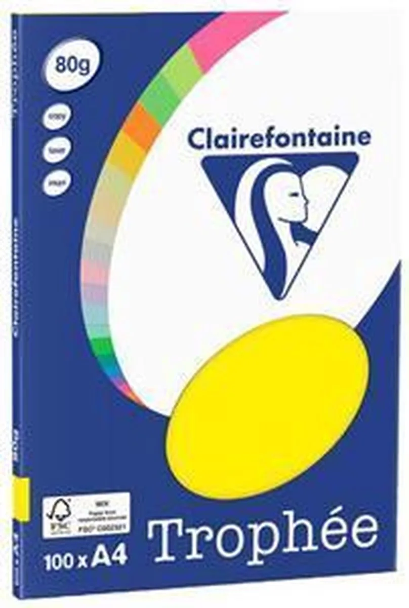 Trophée - kopieerpapier- A4 80 gram - 100 vellen von Clairefontaine in Zonnegeel – Produktfoto