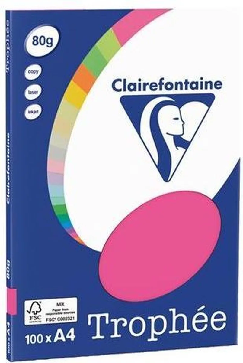 Trophée papier 80 grams - A4 Fluor van Clairefontaine in Roze – productfoto
