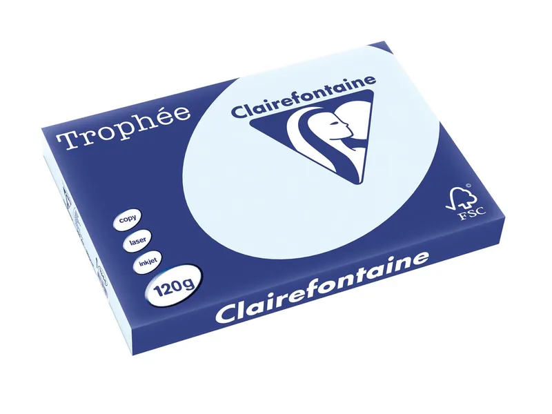 Trophée Pastel, gekleurd papier, A3, 120 g, 250 vel, azuurblauw by Clairefontaine – product photo