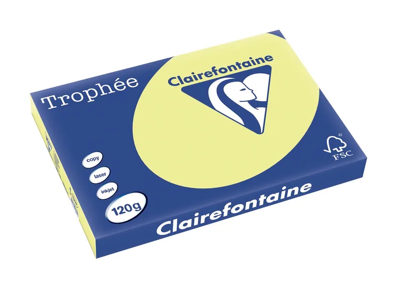 Trophée Pastel, gekleurd papier, A3, 120 g, 250 vel, citroengeel van Clairefontaine – productfoto